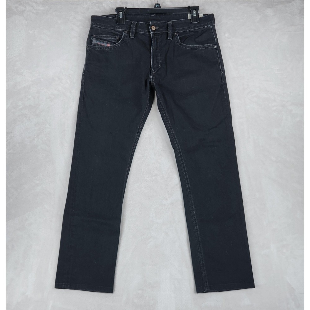 Diesel Thavar Jeans Mens 32x30 Black Slim Tapered Stretch Denim 5 Pocket Pants
